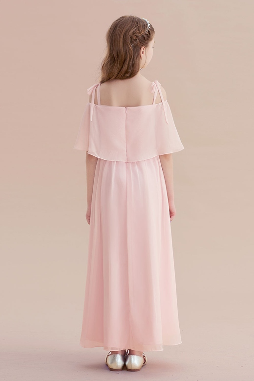 A-Line Cold-Shoulder Chiffon Flower Girl Dress, Trendy Style