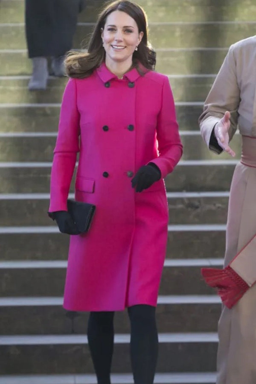 Kate Inspired Fuchsia Double Breasted Fashion Coat Stylish