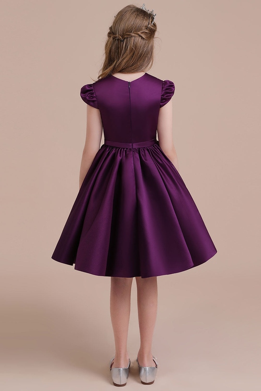 A-Line Graceful Cap Sleeve Satin Dress