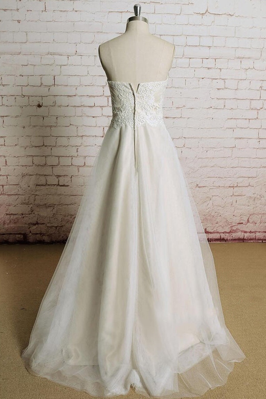 Awesome Strapless Lace Tulle A-line Wedding Dress Sale