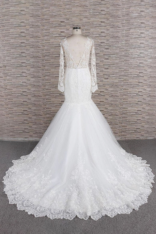 Modest Long-Sleeved Mermaid Dress with Tulle & Appliques