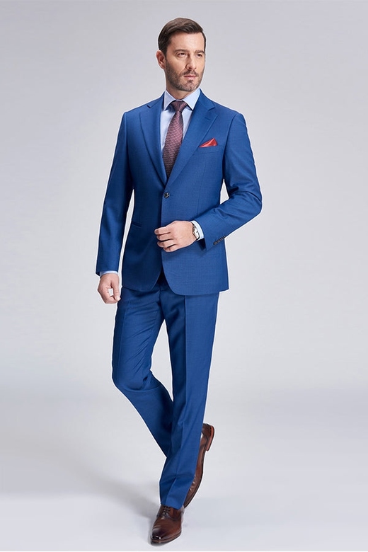 Romantic Plaid Royal Blue Men's Suits, Business Attire Option