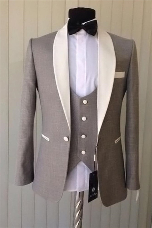 Brown Shawl Lapel Three-Piece Tuxedo, Groom Wedding Suit