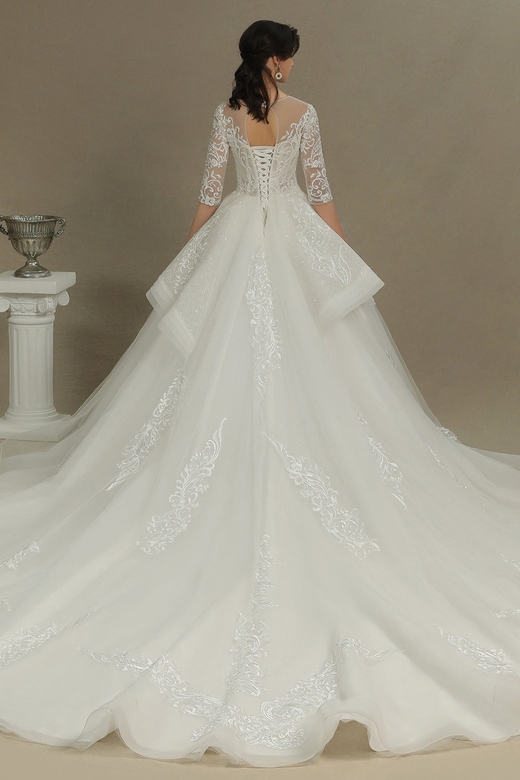 Long Sleeves Lace Wedding Dress, Luxury Style