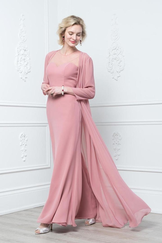 Scoop Sleeveless Chiffon A-Line Mother of the Bride Dress with a Coat