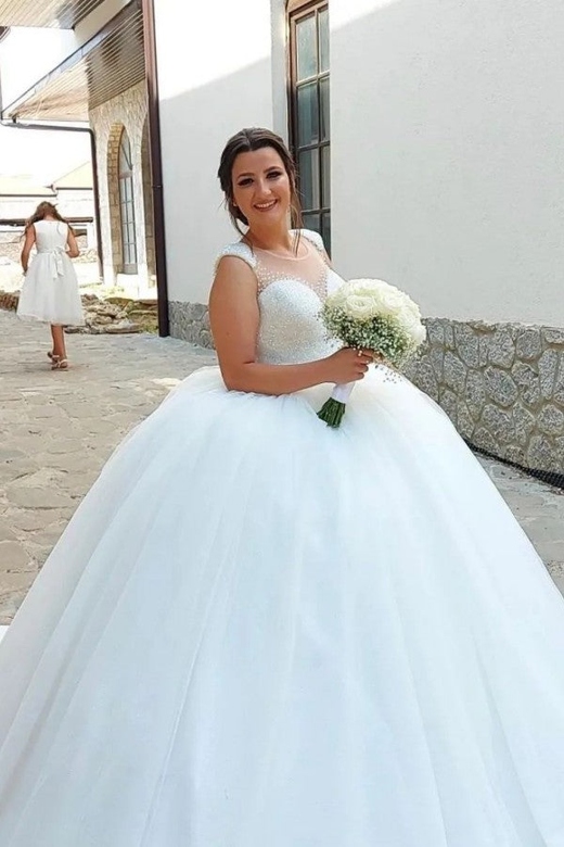 Designer Princess Long A-Line Sequined Wedding Gown