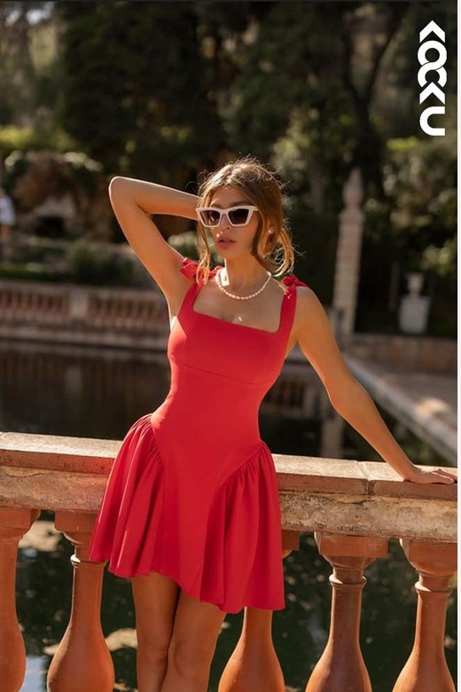 Simple Square Neck Sleeveless Satin A-Line Mini Homecoming Gown