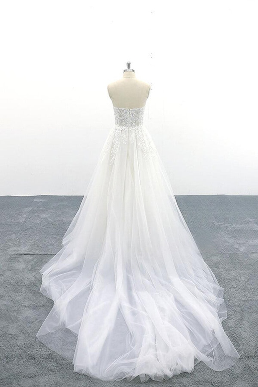 Appliques Strapless Tulle A-Line Wedding Dress, On Sale