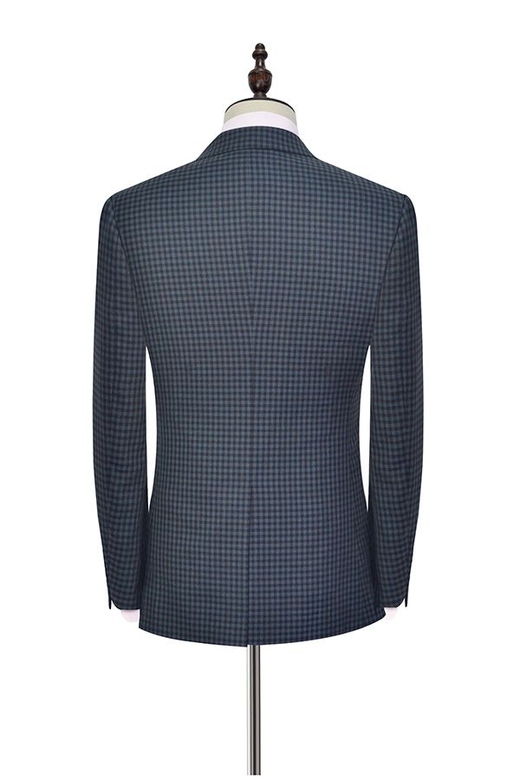 Dark Gray Small Check Suits, One Button Formal Wear