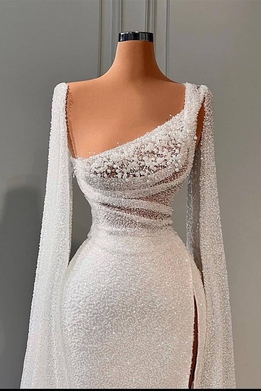 Elegant A-line Sequins Bridal Dress With Beaded Details