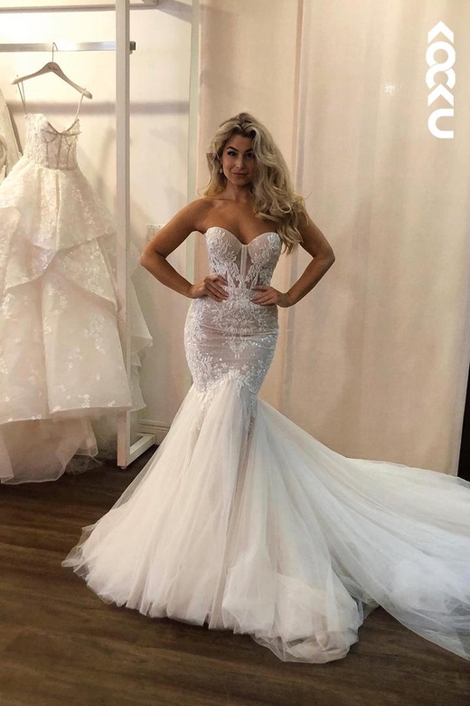 Couture & Ornate Off-Shoulder Sleeveless Mermaid Tulle Dress