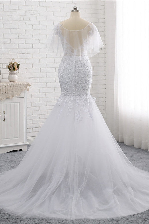 Elegant Sleeveless Mermaid Tulle Gown, White Lace & Beadings