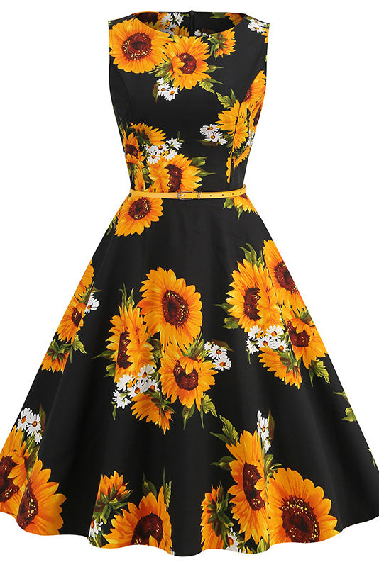 Vintage Bowknot Back Floral Dress for Feminine Elegance