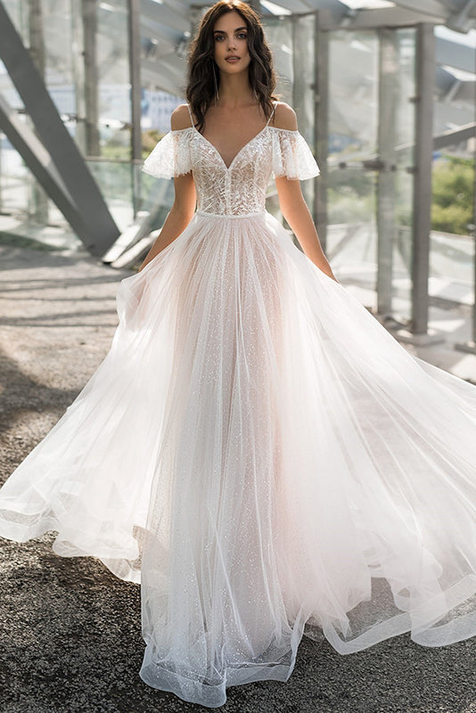 White Off-The-Shoulder Evening Gown Prom Dress for Pure Elegance