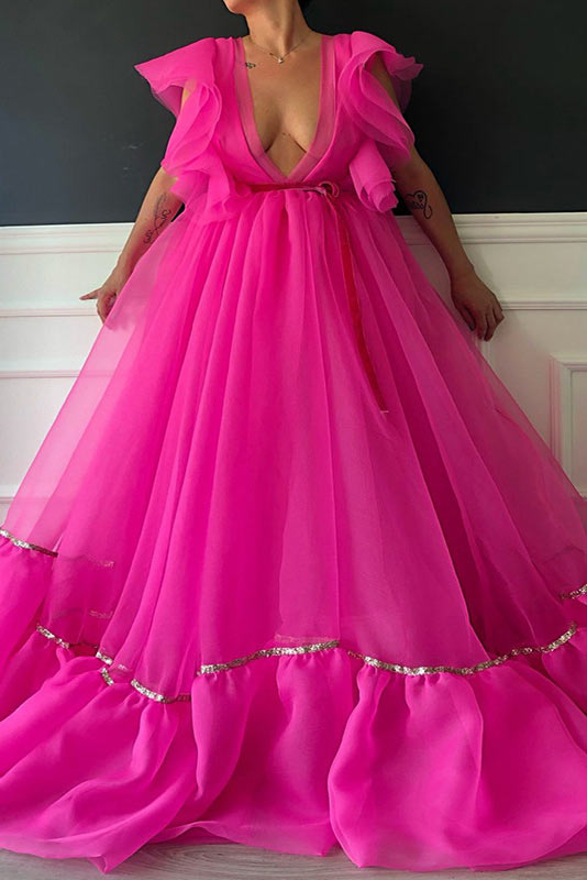 Sexy Fuchsia Prom Ball Gown for Glamorous Occasions