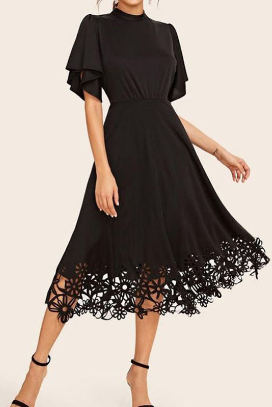 Short Sleeve Black A-Line Cocktail Party Dress for Classic Charm