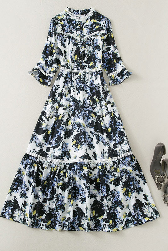 Kate Middleton Elegant Printed Swing Dress for Royal Elegance