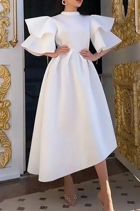 Chic White A-Line Midi Dress for Pure Elegance