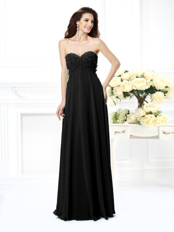 Gorgeous Sweetheart Sleeveless Long Chiffon Bridesmaid Gowns