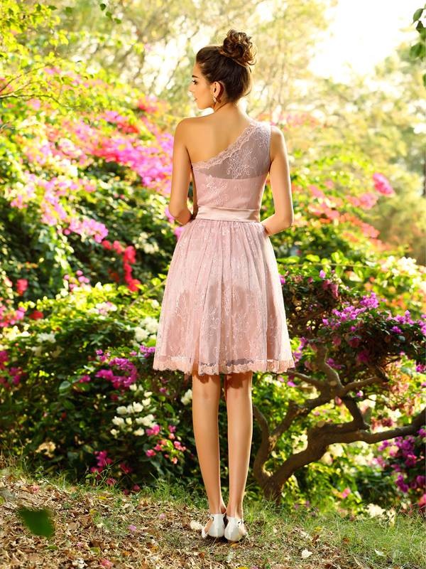 Charming One-Shoulder Pleats Sleeveless Short Bridesmaid Gowns