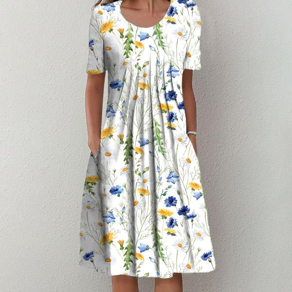 Youthful Floral Print Midi Dress for Fresh Appeal