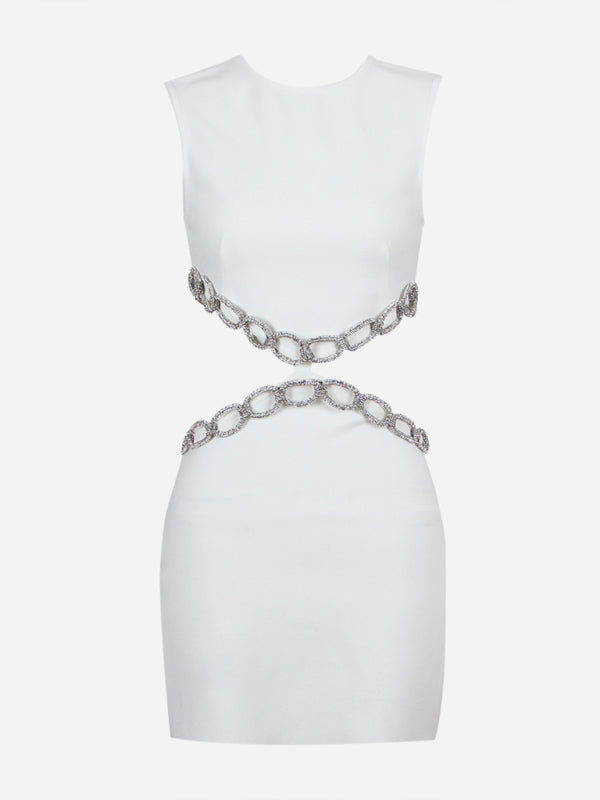 Sexy Hollow Diamond Sleeveless Bandage Party Dress