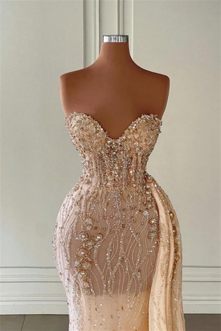 Charming Sweetheart Sleeveless Beaded Long Mermaid Prom Gown