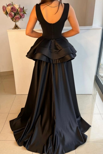 Gorgeous Black Detachable Train Fabulous Graduation Gowns