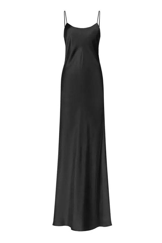 Quiet Luxury Solid Open Back Spaghetti Strap Silk Maxi Dress