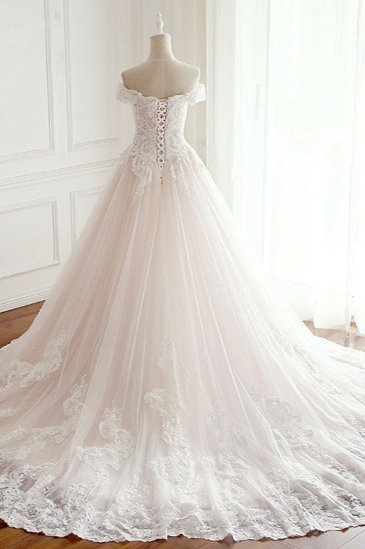 Elegant Off-Shoulder Tulle Dress, Sweetheart & Appliques Style