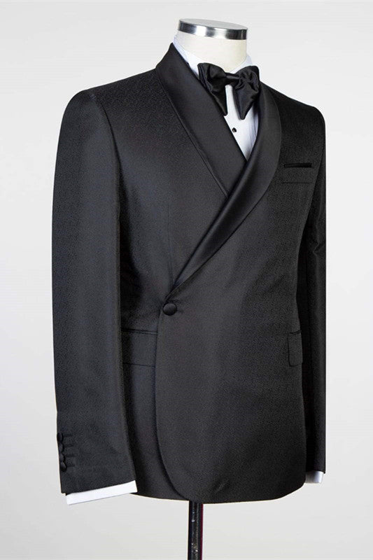 Simple Black Fashion Shawl Lapel Men's Wedding Suit