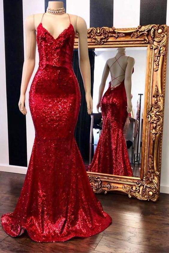 Two-piece Appliques V-neck Long Mermaid Dress