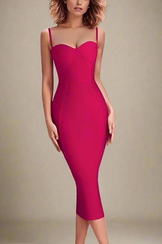 Lina Magenta Pink Bandage Midi Dress