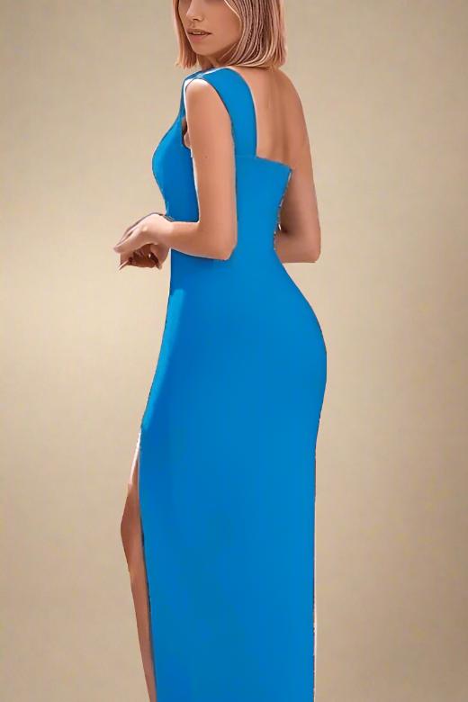 Selene Sky Blue Bodycon Midi Dress for Women