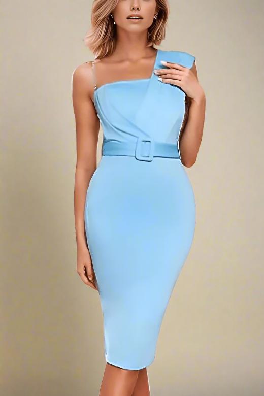 Ione Sky Blue Bandage Midi Dress for Women