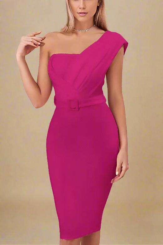 Ione Magenta Pink Bandage Midi Dress for Women