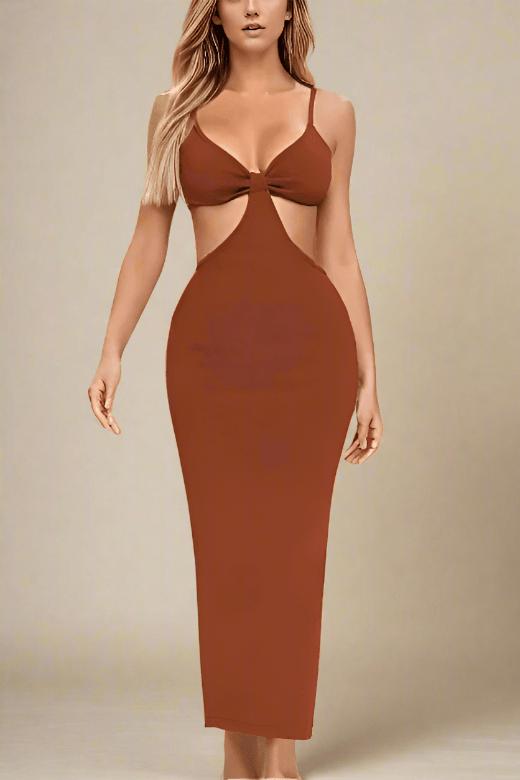 Aria Tan Brown Bodycon Day Maxi Dress for Women