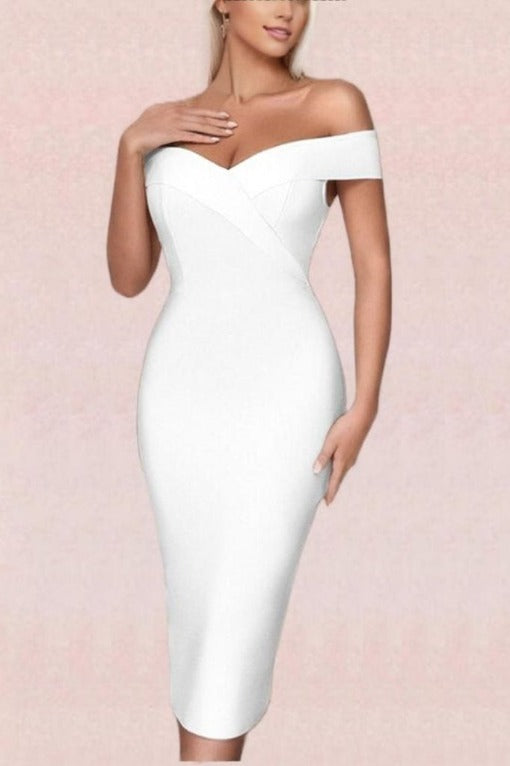 Zoey Bandage Dress in Pearl White for a Classic Appeal