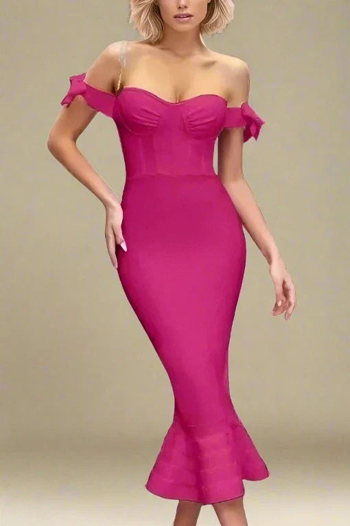 Hunter Bandage Midi Dress in Magenta Pink for a Vibrant Statement