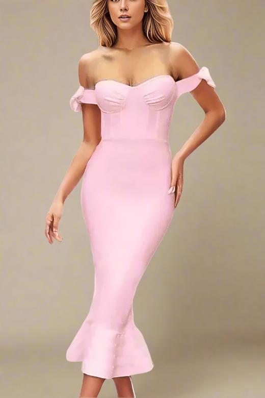 Hunter Bandage Midi Dress in Dusty Pink for a Subtle Elegance