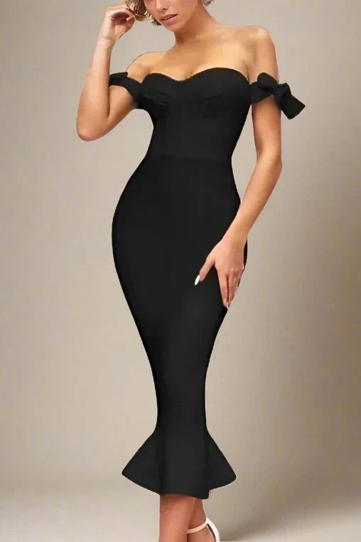 Hunter Bandage Midi Dress in Classic Black for an Edgy Feel