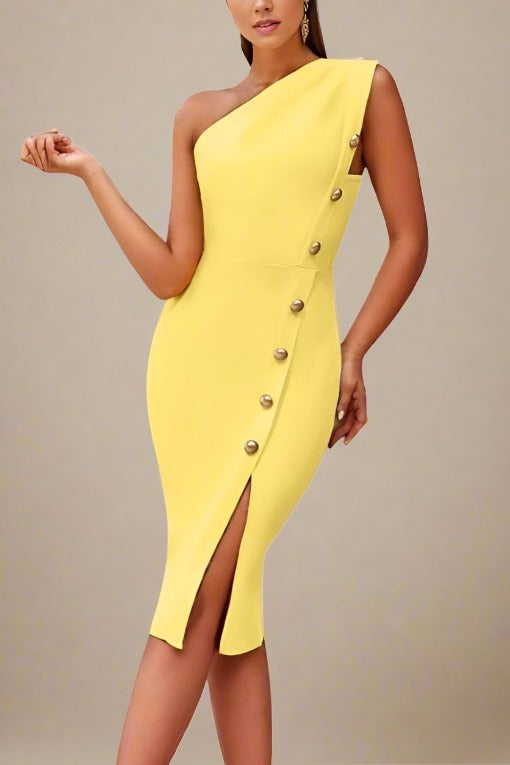 Mel Bodycon Midi Dress in Sun Yellow for a Sunny Disposition