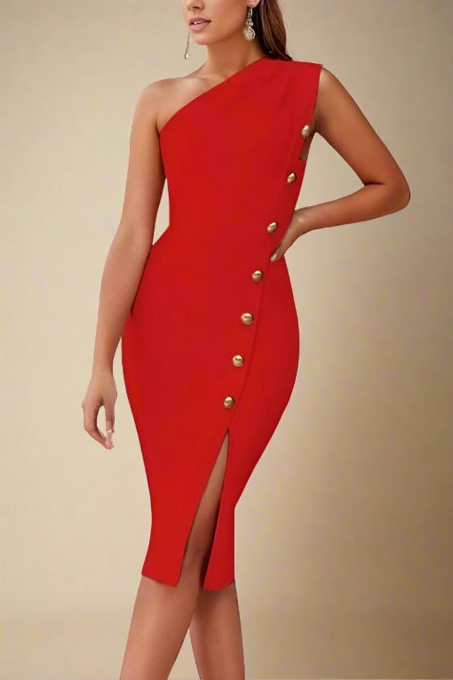 Mel Bodycon Midi Dress in Lipstick Red for a Fiery Spirit