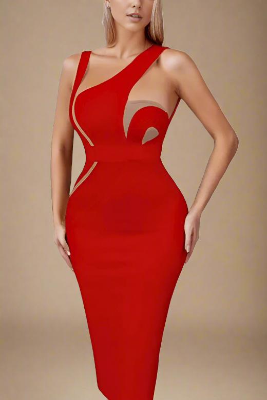 Kylie Bodycon Midi Dress in Lipstick Red for a Daring Choice