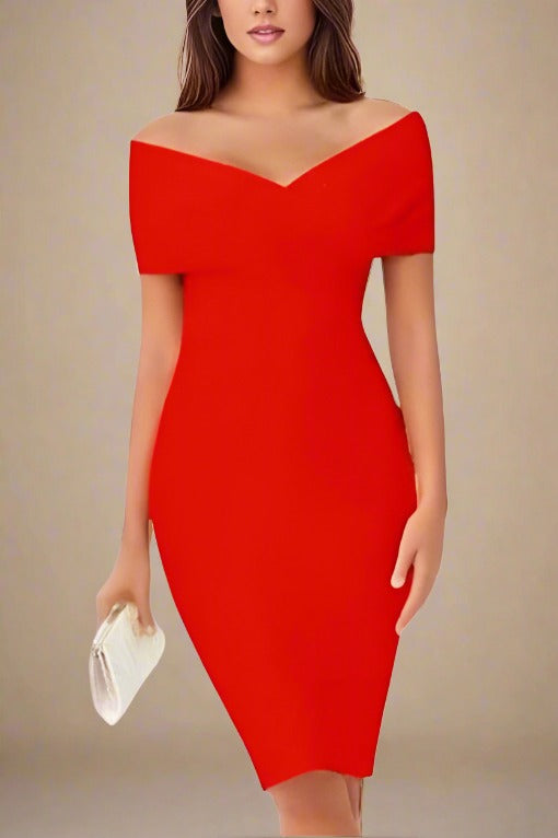 Bea Bandage Dress in Lipstick Red for a Bold Statement