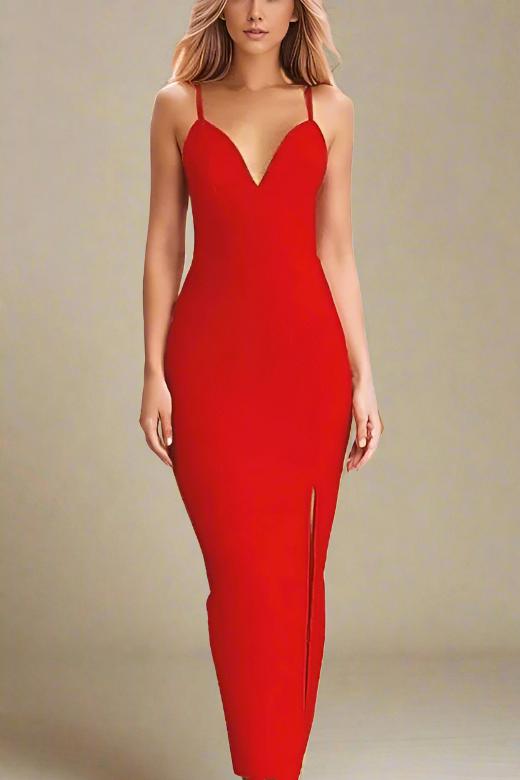 Milan Lipstick Red Bandage Midi Dress