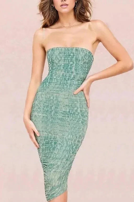 Isla Mint Green Bodycon Wrap Midi Dress