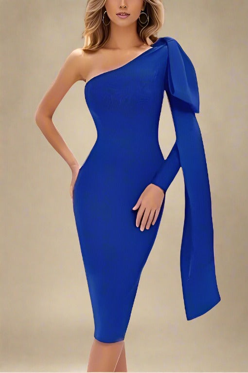 Lela Long Sleeve Bandage Midi Dress in Royal Blue for a Regal and Majestic Presence