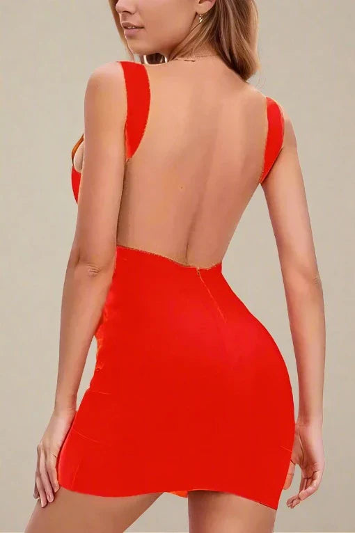 Maya Bandage Mini Dress in Lipstick Red for a Bold and Eye-Catching Look