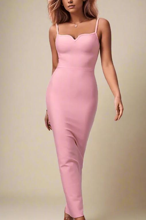 Blanche Bandage Maxi Dress in Dusty Pink for a Soft and Elegant Style